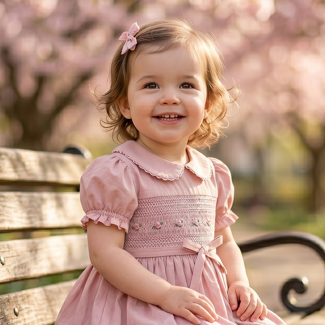 Rose Petal Smocked Peter Pan Dress