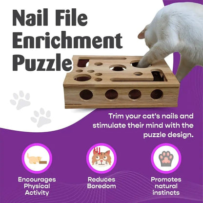 🎁😻 Cat Scratch Puzzle Enrichment Box Stress-Free Nail Care Without Clippers or Grinders 1