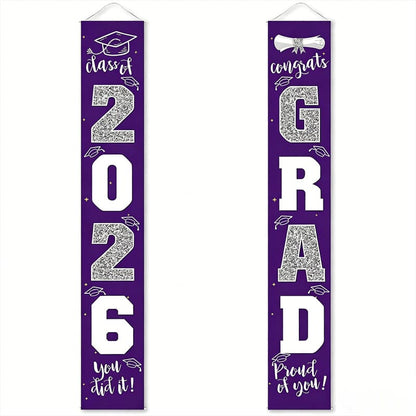 🔥LAST DAY 50% OFF - 🎓Class of 2026 Graduation Banner | Congrats Grad Front Door Porch Decor for Graduation Party