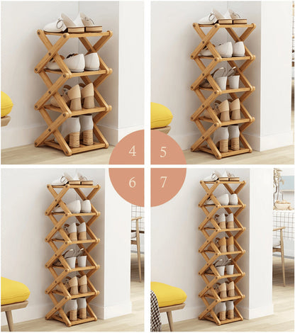 Durable Foldable Bamboo Shoe Rack