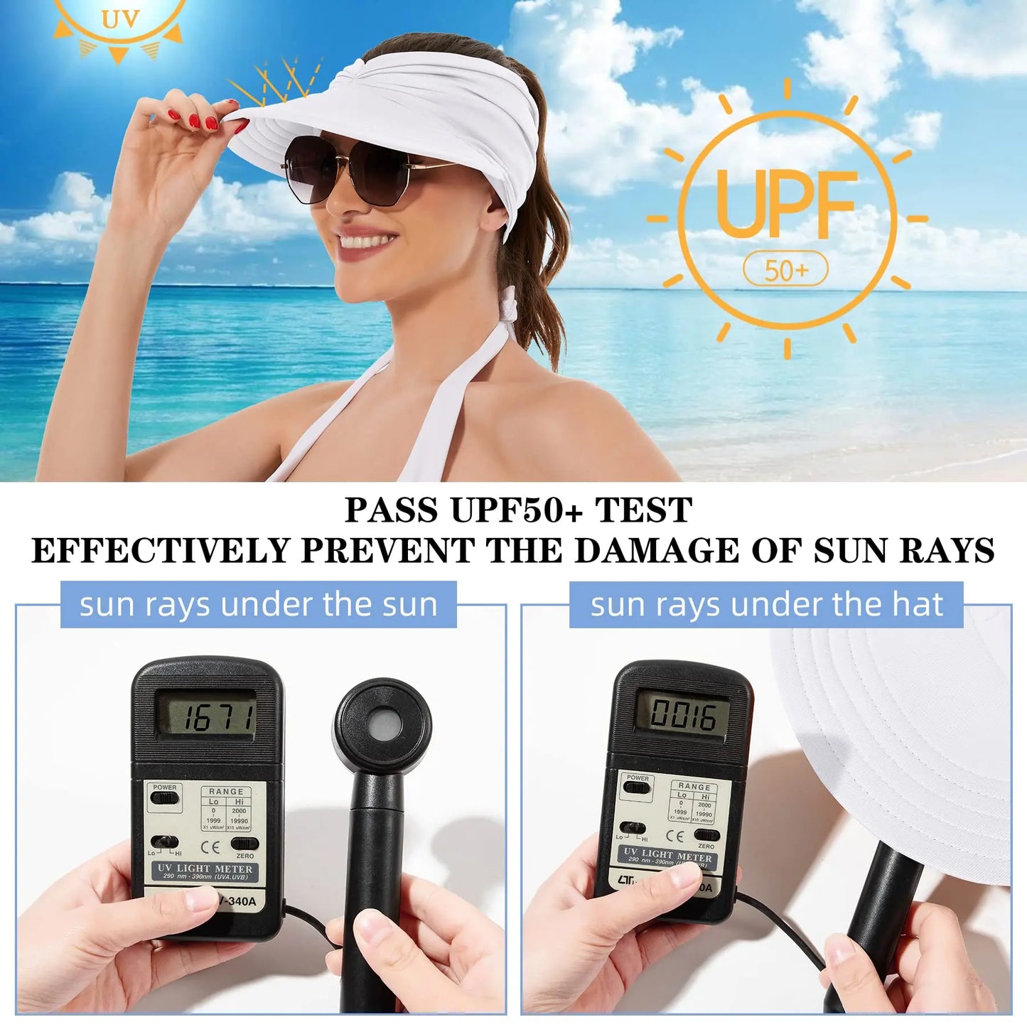 Women’s UPF 50+ UV Protection Sun Visor Hat