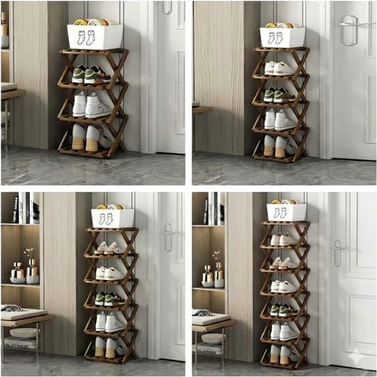 Durable Foldable Bamboo Shoe Rack