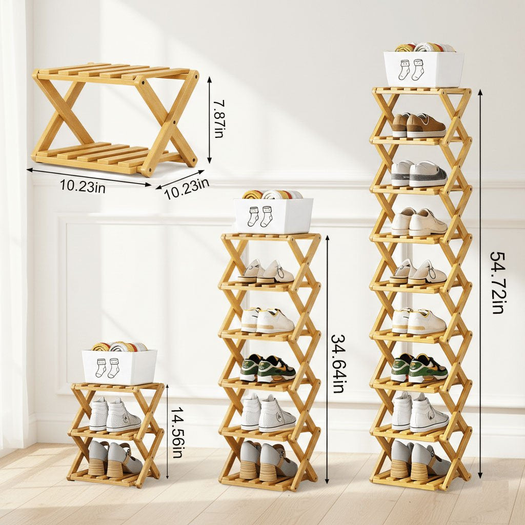 Durable Foldable Bamboo Shoe Rack