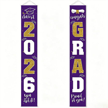 🔥LAST DAY 50% OFF - 🎓Class of 2026 Graduation Banner | Congrats Grad Front Door Porch Decor for Graduation Party