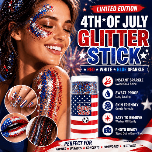 🇺🇸 4th of July Glitter Stick – Red, White & Blue Body & Hair Sparkle