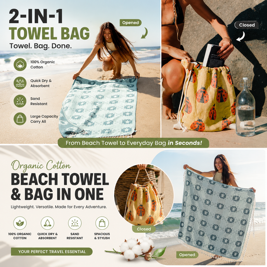 ✨ Luxury 2-in-1 Organic Cotton Towel Bag