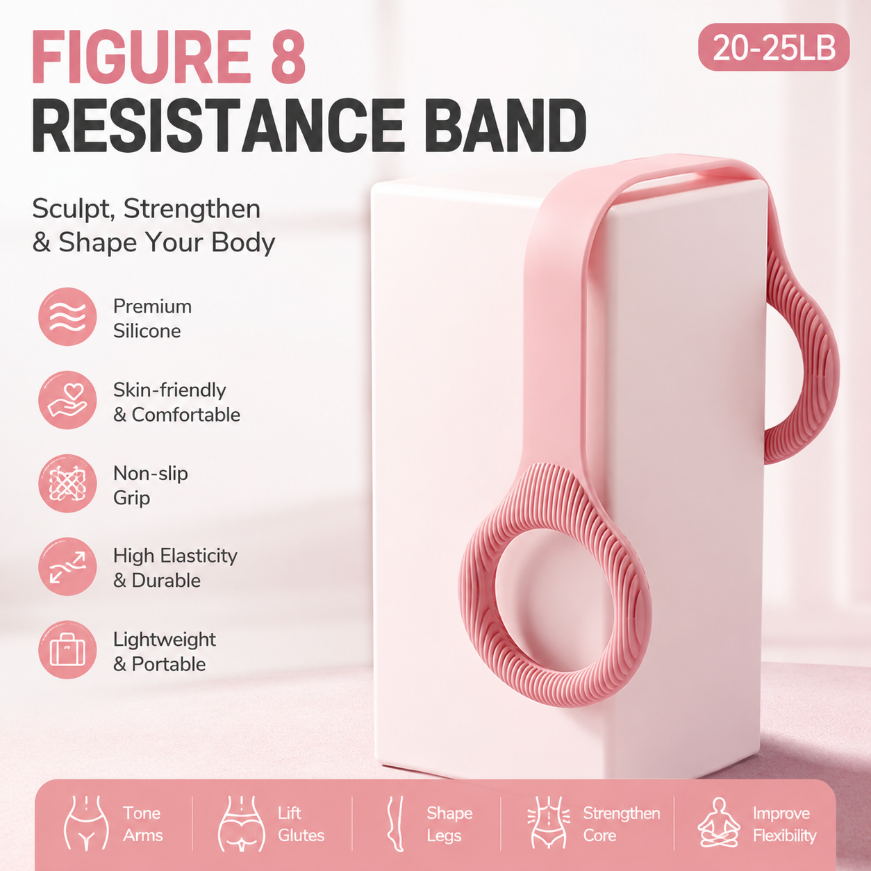 💦Figure 8 Resistance Bands – Silicone Exercise Bands for Women💦💦