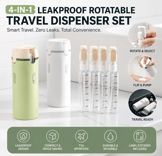 4-in-1 Leakproof Rotatable Travel Dispenser Set