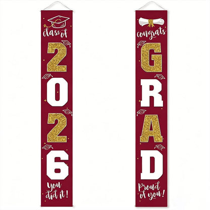🔥LAST DAY 50% OFF - 🎓Class of 2026 Graduation Banner | Congrats Grad Front Door Porch Decor for Graduation Party