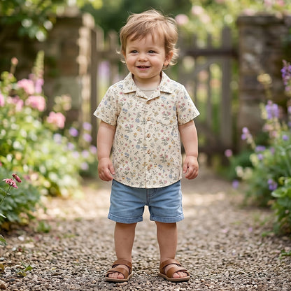 Vintage Wildflower Short-Sleeve Button-Up