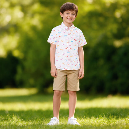 Multi-color Arc Pattern Short-Sleeve Shirt