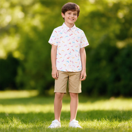 Multi-color Arc Pattern Short-Sleeve Shirt
