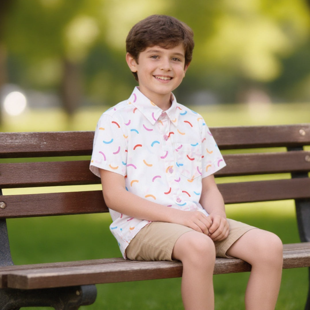 Multi-color Arc Pattern Short-Sleeve Shirt