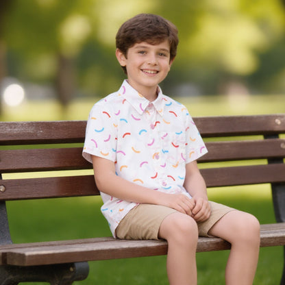Multi-color Arc Pattern Short-Sleeve Shirt