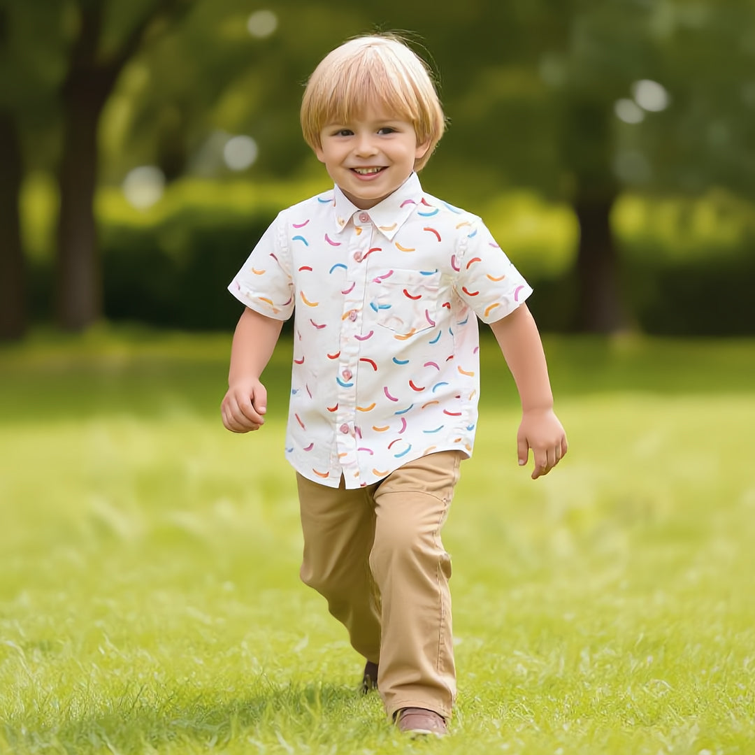 Multi-color Arc Pattern Short-Sleeve Shirt