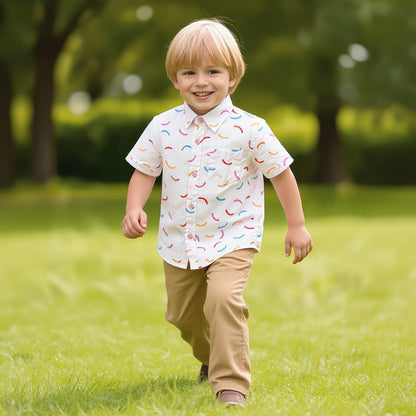 Multi-color Arc Pattern Short-Sleeve Shirt