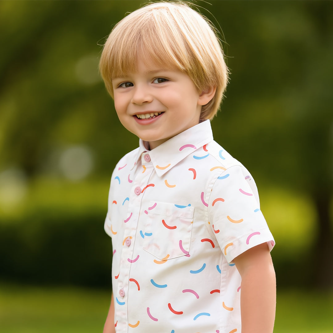 Multi-color Arc Pattern Short-Sleeve Shirt