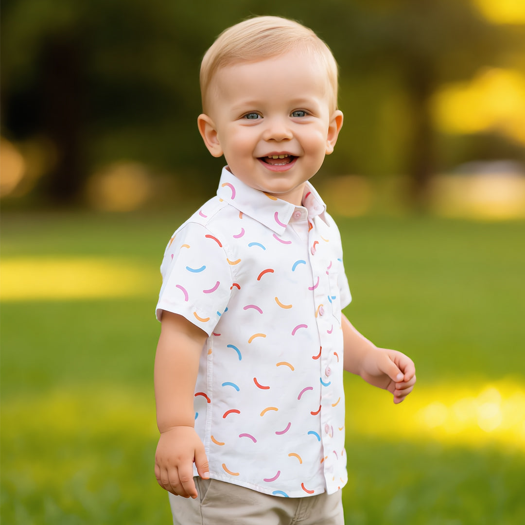 Multi-color Arc Pattern Short-Sleeve Shirt