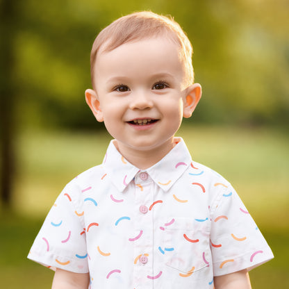 Multi-color Arc Pattern Short-Sleeve Shirt