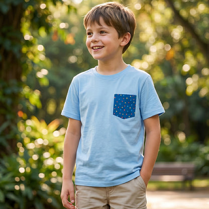 Sky Blue Geo-Pocket Essential Tee