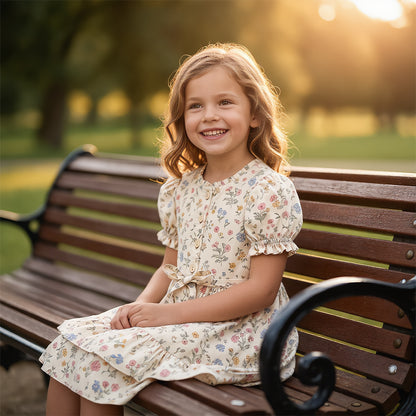 Floral Garden Tiered Button-Down Dress