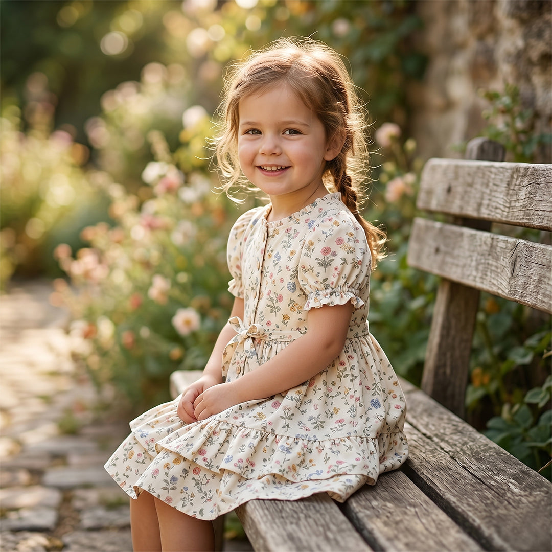 Floral Garden Tiered Button-Down Dress