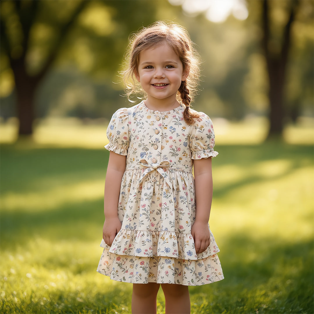 Floral Garden Tiered Button-Down Dress