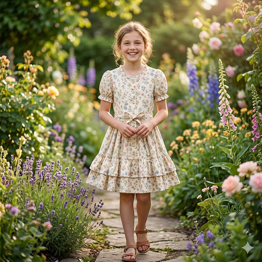 Floral Garden Tiered Button-Down Dress
