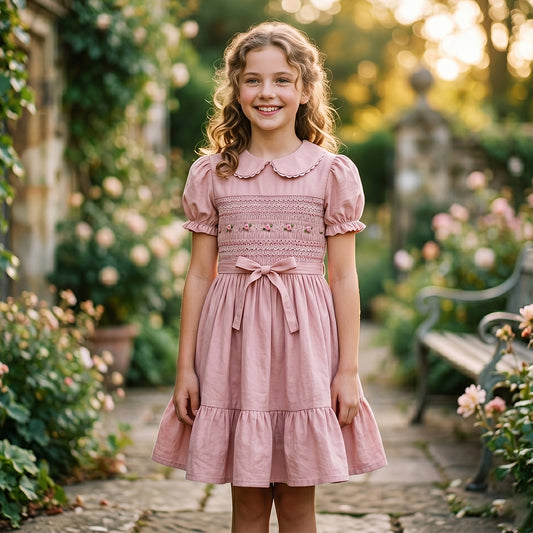 Rose Petal Smocked Peter Pan Dress