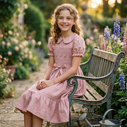Rose Petal Smocked Peter Pan Dress