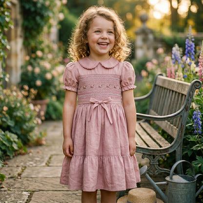 Rose Petal Smocked Peter Pan Dress