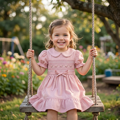 Rose Petal Smocked Peter Pan Dress