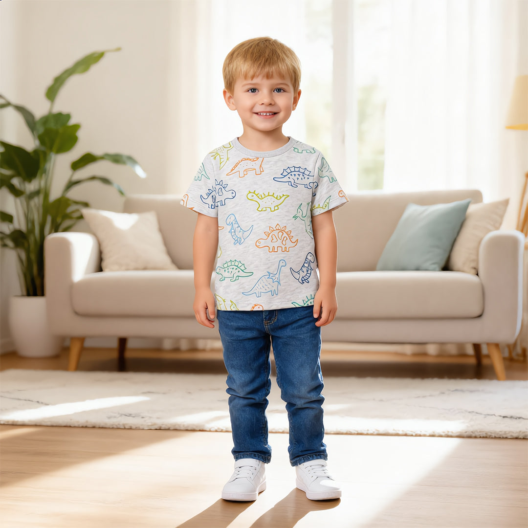 Dino-Sketch Heather Grey Tee