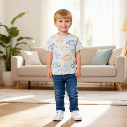 Dino-Sketch Heather Grey Tee