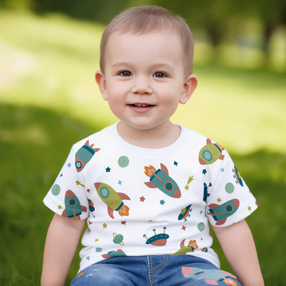 Galactic Explorer Tee & Rocket Denim Shorts Set