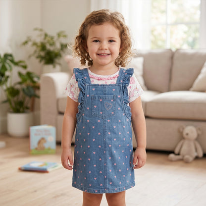 Unicorn Hearts Tee & Denim Pinafore Set