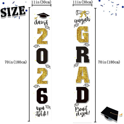 🔥LAST DAY 50% OFF - 🎓Class of 2026 Graduation Banner | Congrats Grad Front Door Porch Decor for Graduation Party