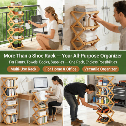 Durable Foldable Bamboo Shoe Rack