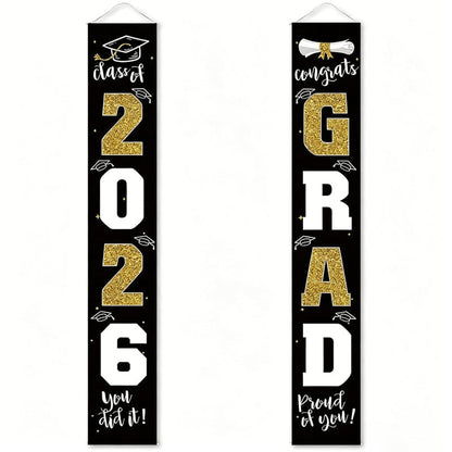 🔥LAST DAY 50% OFF - 🎓Class of 2026 Graduation Banner | Congrats Grad Front Door Porch Decor for Graduation Party