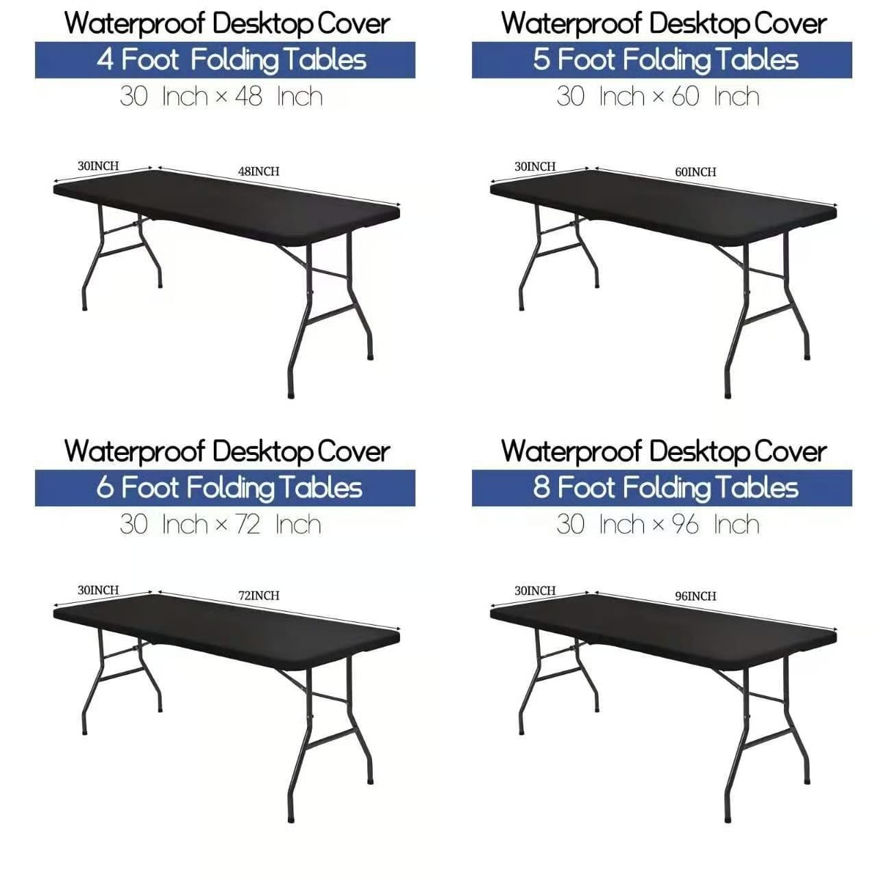 Pack Stretch Fabric Table Top Cap Cover, fits 4ft/6ft/8ft Tables
