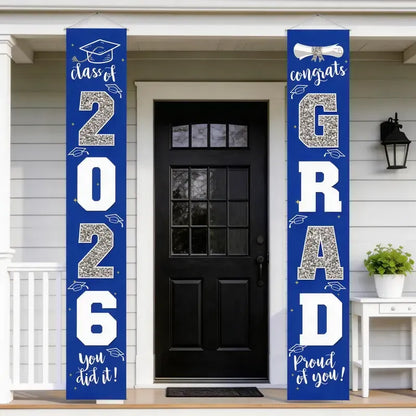 🔥LAST DAY 50% OFF - 🎓Class of 2026 Graduation Banner | Congrats Grad Front Door Porch Decor for Graduation Party