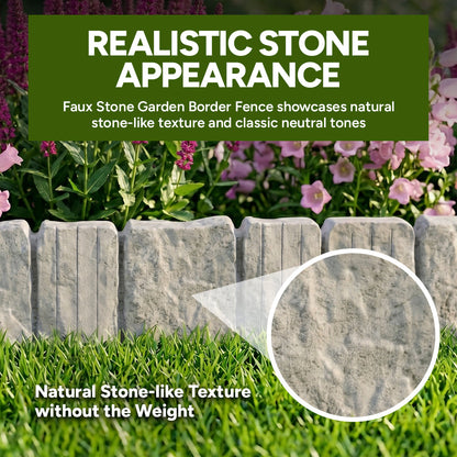 🌻Premium-Quality, Durable Faux Stone Garden Border Fence🌻Stone-Look Decorative Garden Border